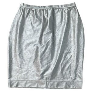 MARC CAIN Silver Pencil Mini Skirt Pull On Stretchy N3 S M 6 Party Vacation‎